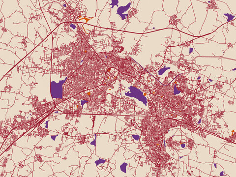City layout map of Warangal, India
