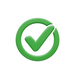 Green checkmark in circle isolated on transparent background