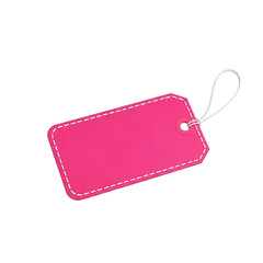 Pink tag with white string isolated on transparent background