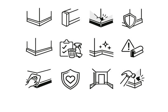 Interior focus baseboard vector calm readiness minimalist home icons icon hallway damage