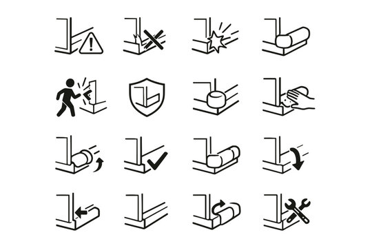 Risk crossed cue protection correction vector baseboard awareness icons calm warning prevention