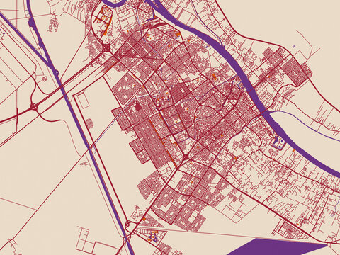 Basrah street grid map, Iraq