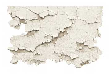 Cracked, flaking white paint showing visible distress and weathered texture, separated from the background