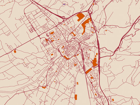 Geographic city layout of Foligno, Italy