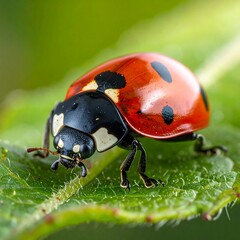 Ladybug on a Leaf - Close-Up of a Beneficial Insect.