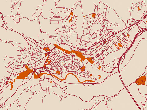 City layout poster of Teramo, Italy