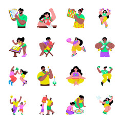 Fototapeta premium Pack of New Year Flat Style Illustrations