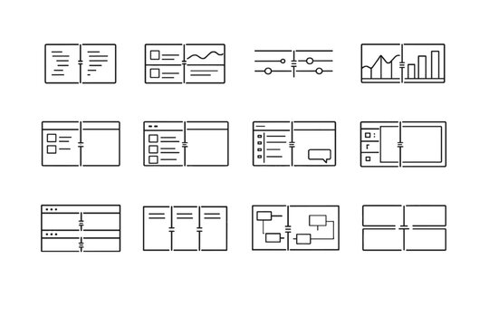 Minimalist marker panel icon panels panes workspace vector resizable settings icons cue