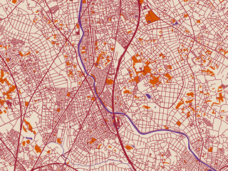 Obraz premium City map of Hasuda, Japan – warm boho color palette