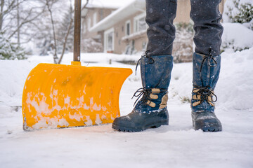 Winter Snow Shovel With Winter Boots, Shovelling Snow