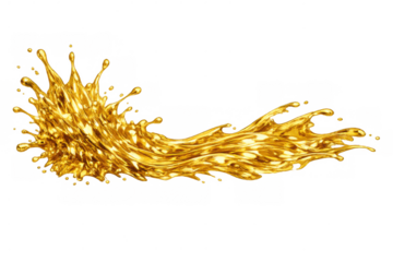 Liquid gold splashing and flowing, forming an elegant wave and abstract pattern. Concept of rich financial growth and success