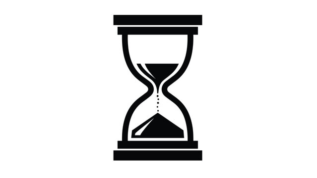  silhouette of an hourglass, representing time, duration, waiting, the passage of time in a minimalist graphic icon.