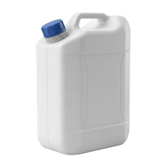 White plastic jerry can with blue cap isolated on transparent background