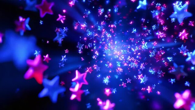 A Vibrant and Mesmerizing Journey Through a Galactical Space Filled with Colorful Stars in Various Shades of Pink and Blue, Creating a Dazzling Visual Experience of Lights and Patterns