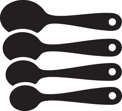 Measuring Spoon Set Silhouette &ndash; Kitchen Utensil Icons Black Minimal Cooking Tools Collection
