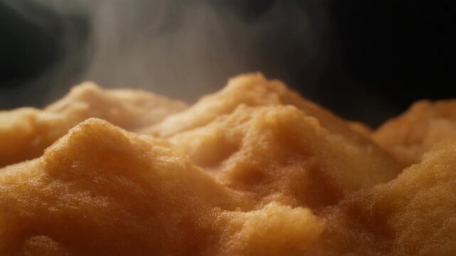 Steaming Hot Mashed Sweet Potatoes in a Dark Background