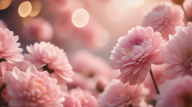 Soft Pink Flowers in Full Bloom with Gentle Bokeh Lighting