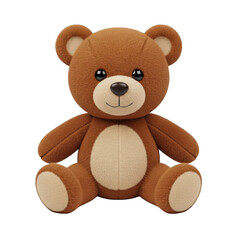 Brown stuffed bear sitting isolated on transparent background