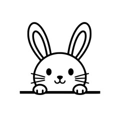 Peeking Easter Bunny SVG - Simple Rabbit Ears Line Art for Kids Coloring & Crafting generative ai