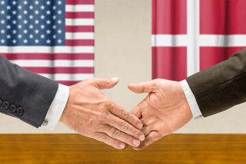 Symbolic cooperation concept &ndash; US and Denmark handshake