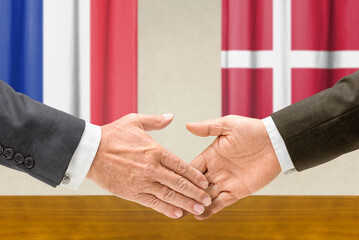 Symbolic cooperation concept &ndash; France and Denmark handshake