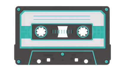 Obraz premium Retro cassette tape vector illustration. Stylized flat design music icon. Nostalgic 80s and 90s audio media graphic isolated on white background