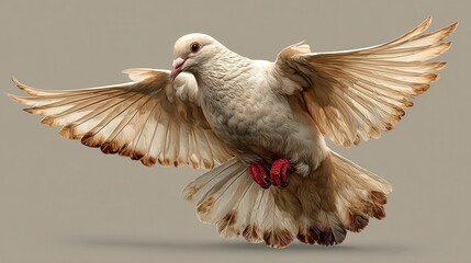 Flying dove in the air representing the Holy Spirit in a religious setting for faith and belief