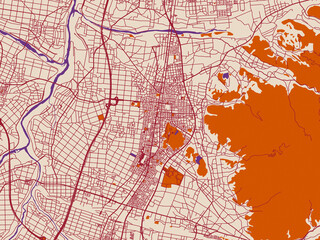 Naklejka premium Street network map — Tendo, Japan