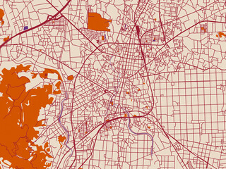 Obraz premium Street network map of Tochigi, Japan