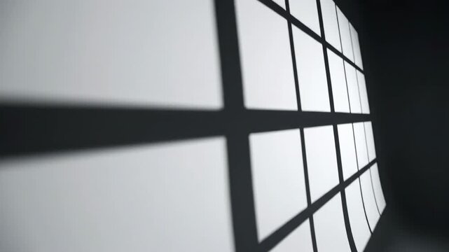 Shadow Play on Wall: An elegant dance of light and shadow graces a smooth wall, casting a captivating pattern of lines and forms. A minimal.
