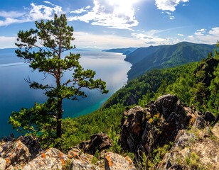 Lake Baikals Scenic Vista - A Breathtaking Landscape.