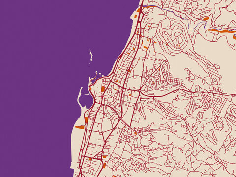 Urban grid map of Sidon, Lebanon