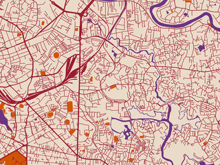 Obraz premium Street grid map of Kolonnawa, Sri Lanka