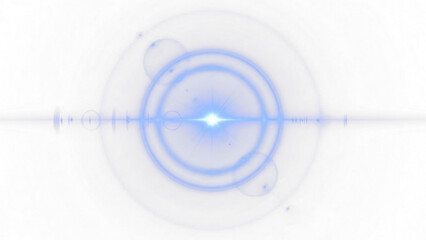 Circular pattern with concentric rings in shades of blue radiating from a central point on a light background