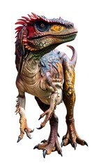 Obraz premium Colorful Dinosaur Model with Sharp Claws and Detailed Feathers.