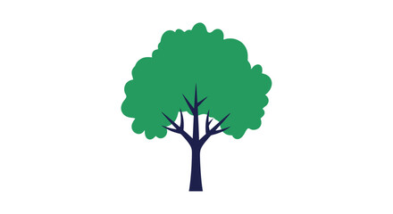 a simple graphic illustration of a green tree with a blue trunk against a white background
