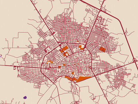 Decorative city map of Fresnillo, Mexico