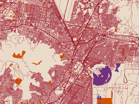 Decorative city map of Ecatepec de Morelos, Mexico