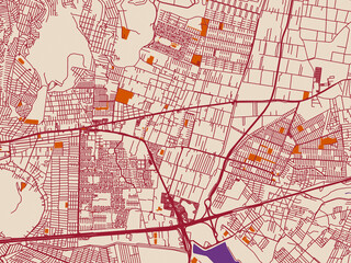 Obraz premium Cartographic city illustration of Ixtapaluca, Mexico
