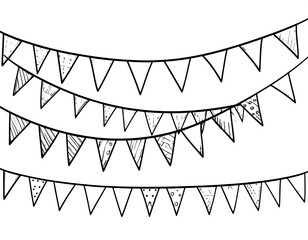 Hand-Drawn Bunting Illustration - Festive Decoration for Celebrations and Events.