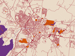 Fototapeta premium Street network map of San Miguel de Allende, Mexico