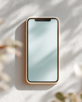 A phone with a white background and a blue screen