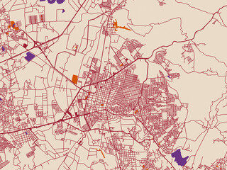 Fototapeta premium Geographic city layout of Tulancingo, Mexico