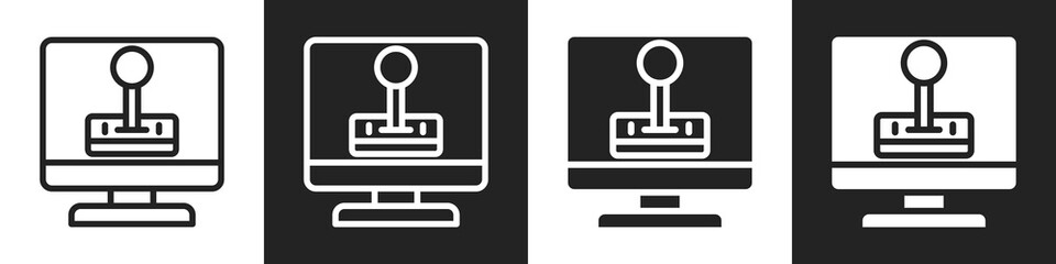 Fototapeta premium Video Game Line And Solid Icon In White And Black Background