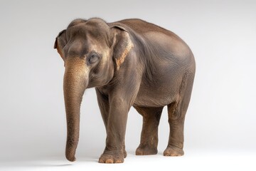 Obraz premium Full-body photograph of elephant with neutral white background