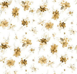 Seamless Floral Pattern with Elegant Beige Flowers on Cream Background