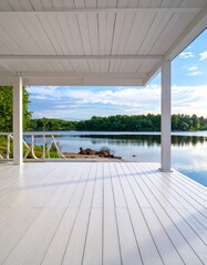 Lake View from a White Porch - Serene Lakeside Retreat.