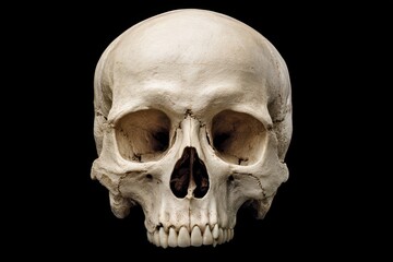 Obraz premium Anatomical skull portrait with front-facing pose on a dark backdrop