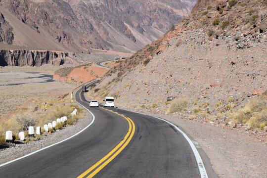 Beautiful view of the Andes Mountain from the National Route Seven - Mendoza, Argentina