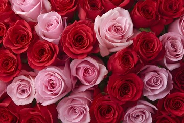 Obraz premium A wall filled with red and pink roses ideal for St Valentines Day celebrations and decorations
